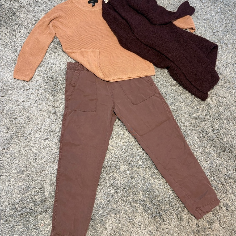 Casual Brown cargo pants with two medium sized shirts